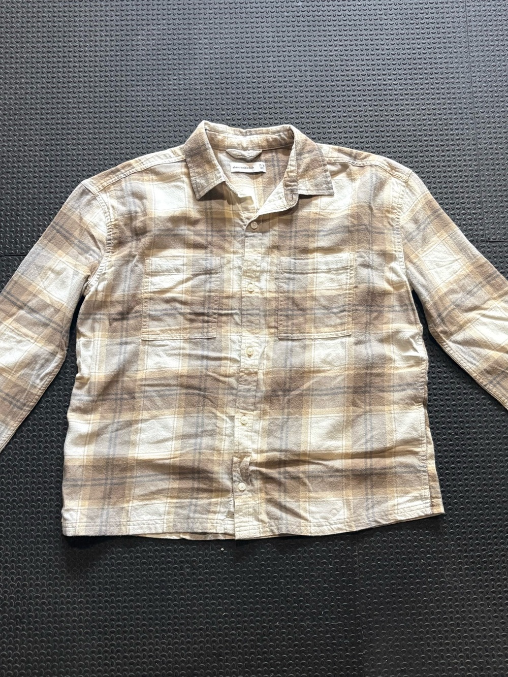 abercrombie kids Plaid Button-Down Shirt in Beige and Brown